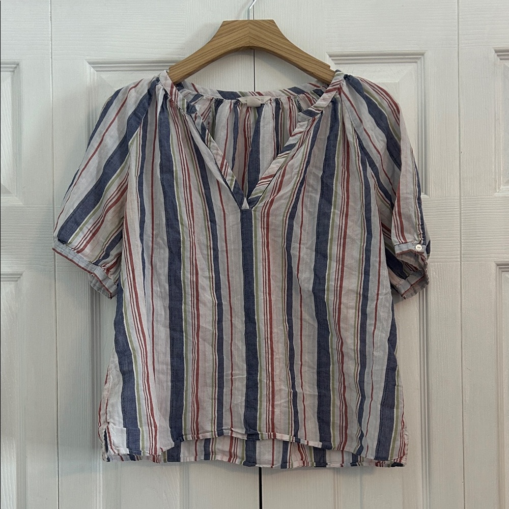 Caslon Multicolor Striped V-Neck Blouse